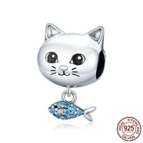 Cat And Fish Cute Silver Jewelry Accessories Cat And Fish Cute Silver Jewelry Accessories
