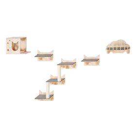 Wall Mounted Cat Shelves, Cat Wall Shelves and Perches with Jumping Boards, Nest, Barrier Board & Cat Tree