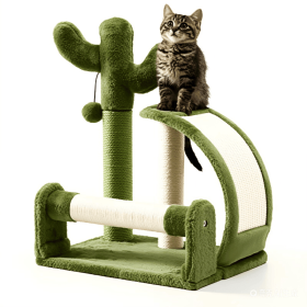 Cat Scratching Post, Cactus Scratcher Tree for Indoor Small Cats, Adult Kitten Scratch Pad with Natural Sisal Ropes
