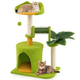 Cat Tree - 22LBS Capacity, Palm Tree Design with Self-Groomer & Scratching Posts