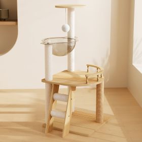 41.3" Modern Cat Tower, Wood Cat Tree Tower for Indoor Cats, Cat Treewith Sisal-Covered Scratching Posts and Top Perch