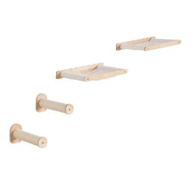 Wall Mounted Cat Shelves, Cat Wall Shelves and Perches with Jumping Posts & Hammocks, Cat Furniture Set up to 40 lbs