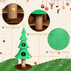59in Large Tall Christmas Tree Cat Tower with 2 Cat Condos & Scratching Post