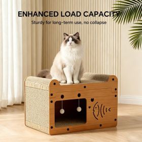 56cm Bubble Fish Shape Cat Scratcher Sofa, With 2 Teaser Balls, Wood -Corrugated Scratcher, Cat Claw Care - Resting Toy (Option: Yellow)