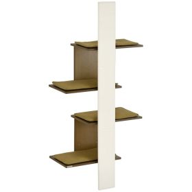Wall-Mounted Cat Tree, 4-Layer Cat Wall Shelves Furniture with Scratching Board, Kitten Activity Center with Cushions, Natural (Option: Natural wood finish-580x380x260 mm)