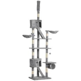 Floor Standing Cat Tree 94.5-10.25 Inch Height Adjustable Cat Climbing Tower, Apartment Hammock (Option: GREY)
